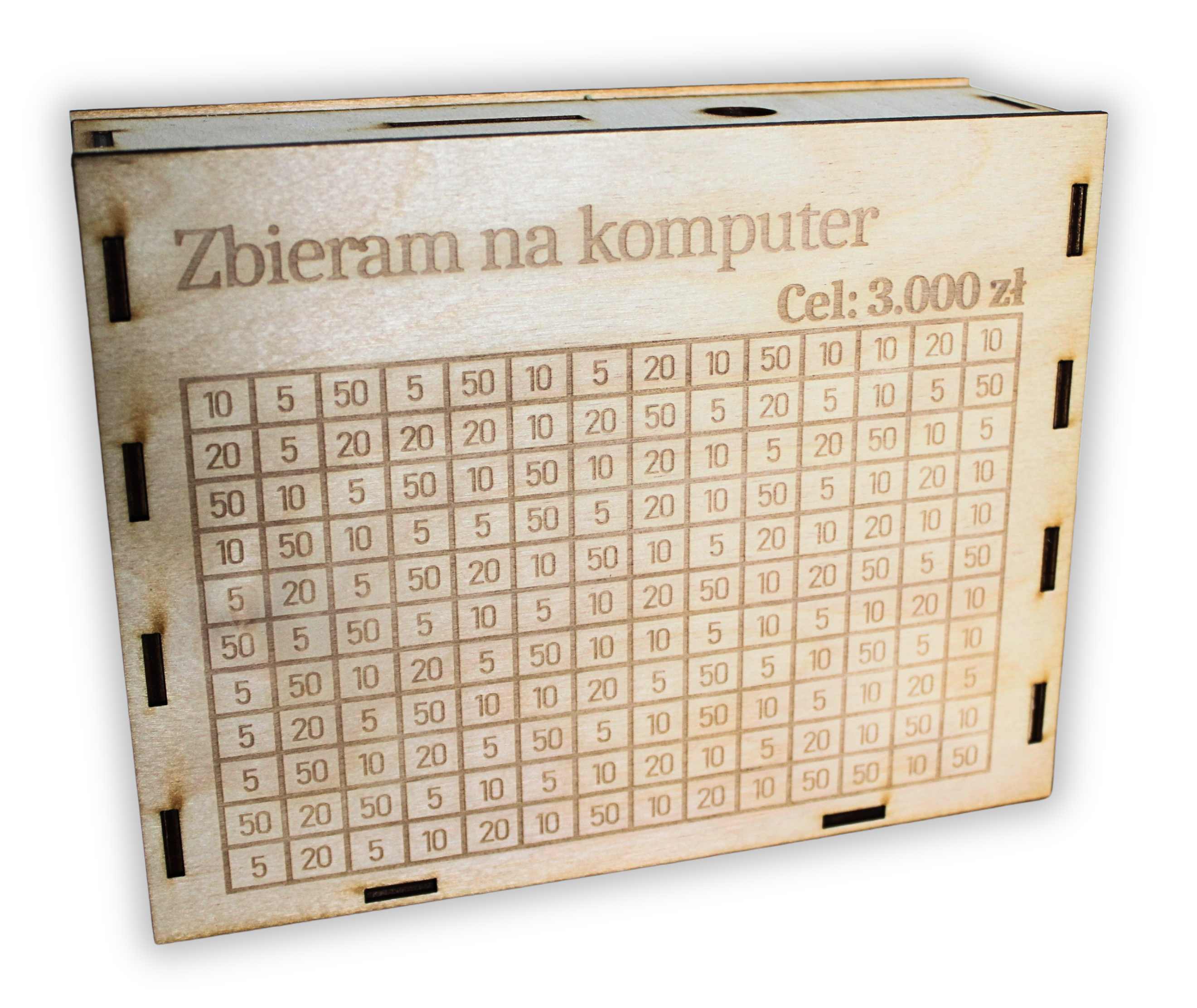 Skarbonka wykreślana personalizowana drewniana