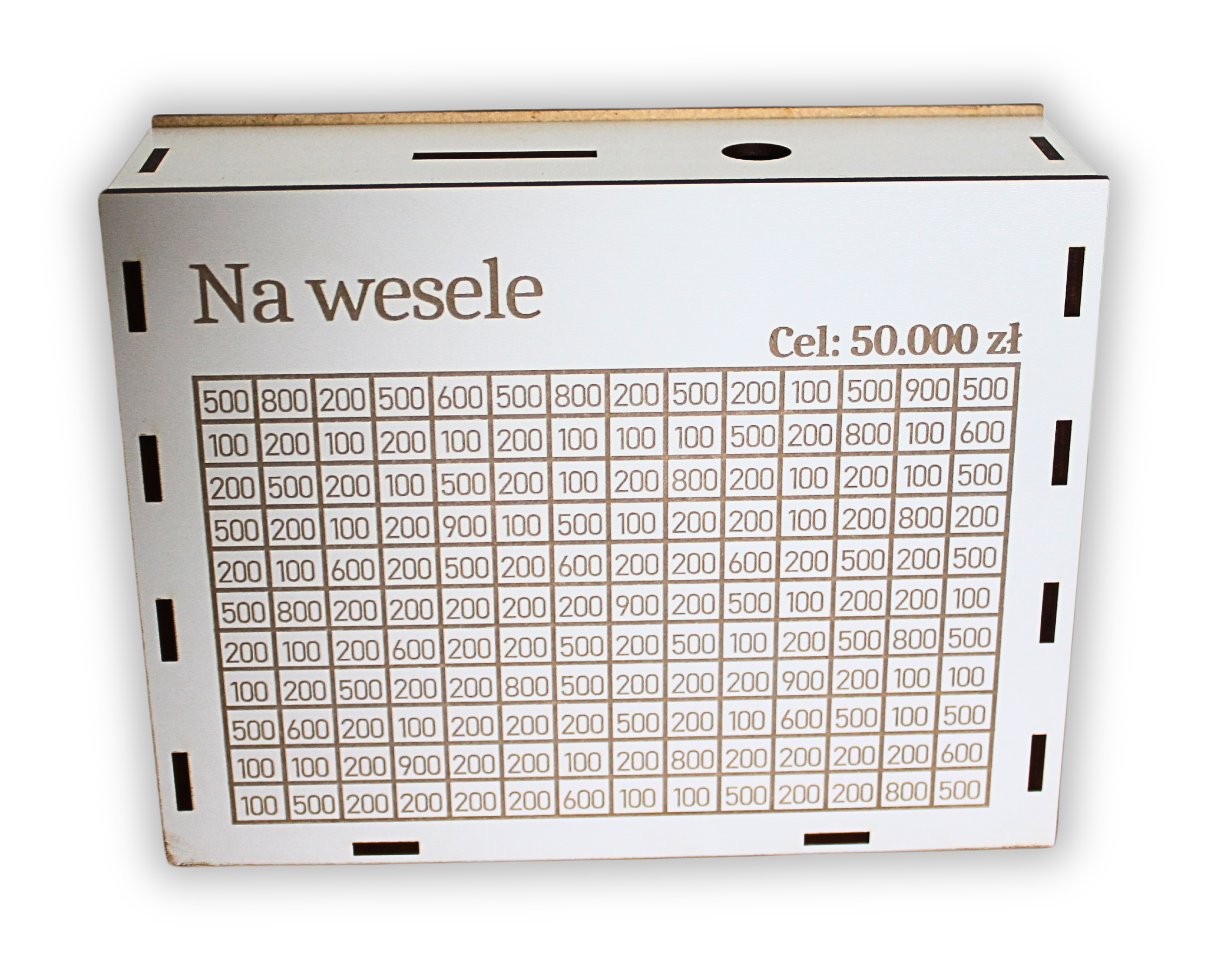 Skarbonka wykreślana personalizowana biała